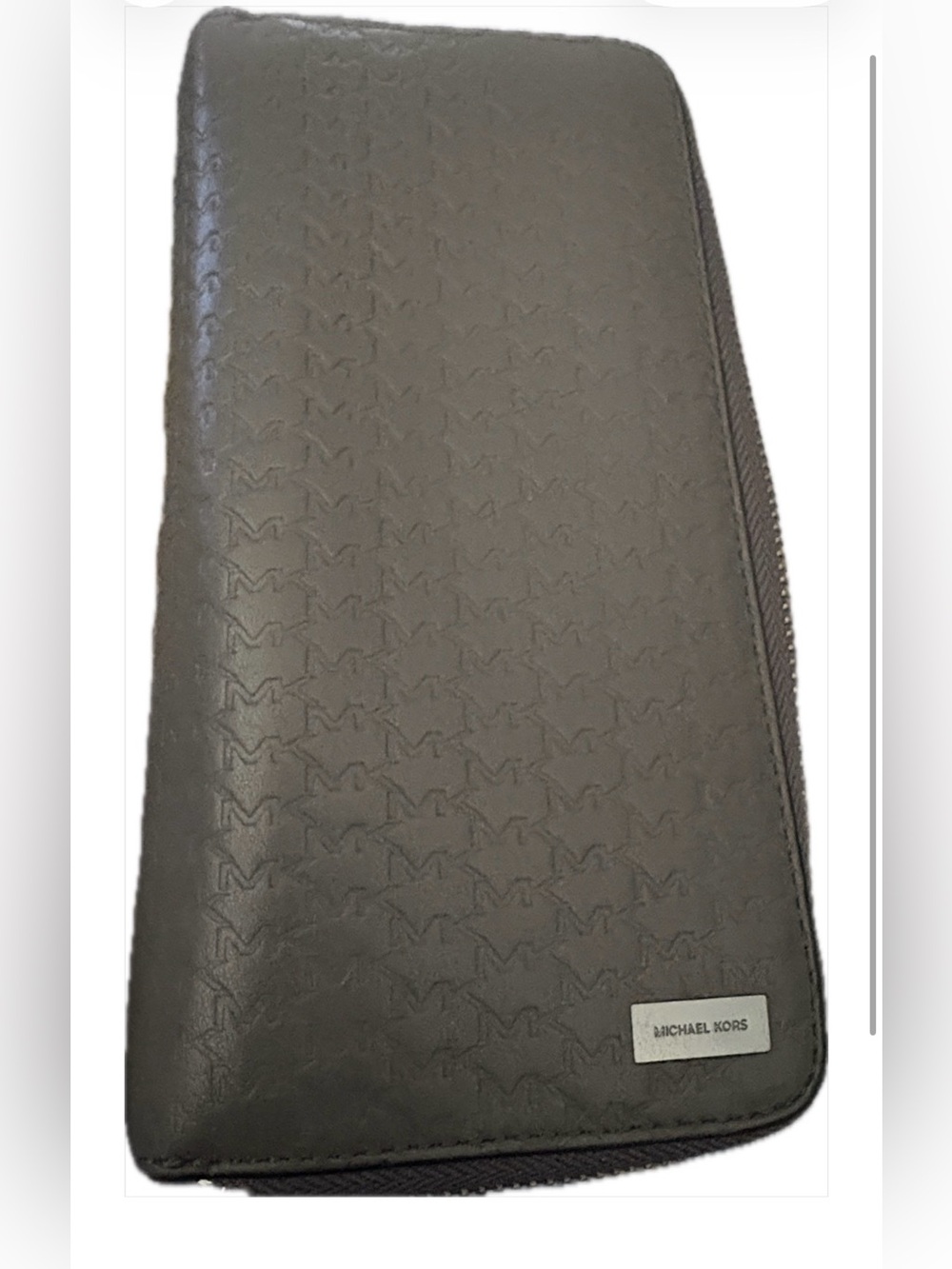 Michael Kors Men's Gray Embossed Zip Wallet